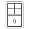 Icon of a single-hung window.