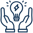 Innovation hands holding light bulb